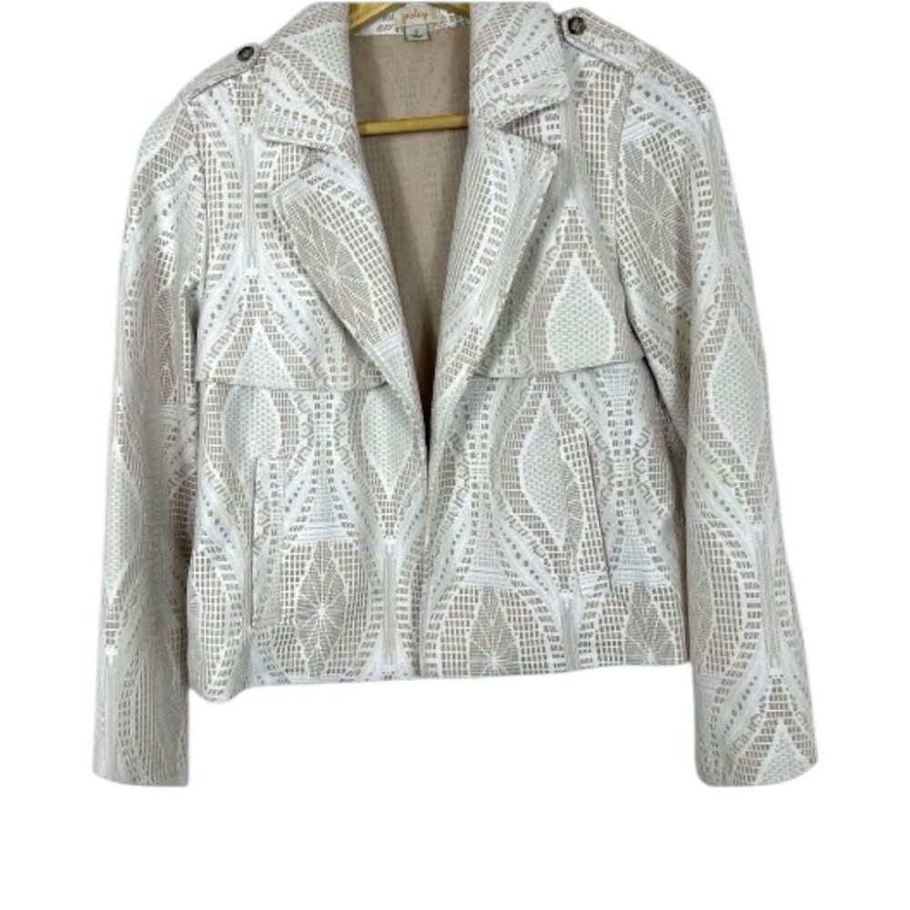 Pixley Jacket Blazer Size Small Ivory Lace over Beige